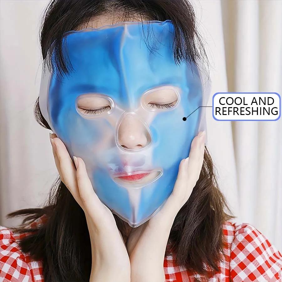 SPA Ice Cold and Hot Heat Full Face Eye Mask Sleeping Ice Pack Reduce Face Puff Dark Circles Gel Beads Compress for Woman