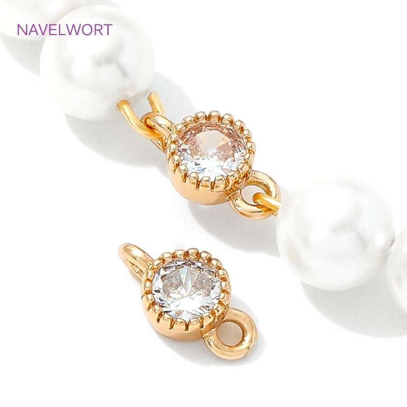 3 Size 18K Gold Plated Mini Round Connector Charms,Inlaid Zircon Connector For Jewelry Making,DIY Earring Making Supplies