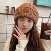 Big head circumference thick wool hat women's autumn and winter loose warm pile cold hat big face small knitted ear hat