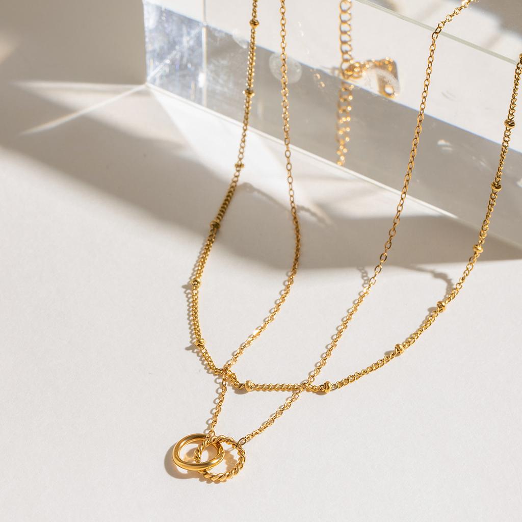 Double Layer Interlocking Titanium Steel Necklace Minimalist Luxury Niche Jewelry