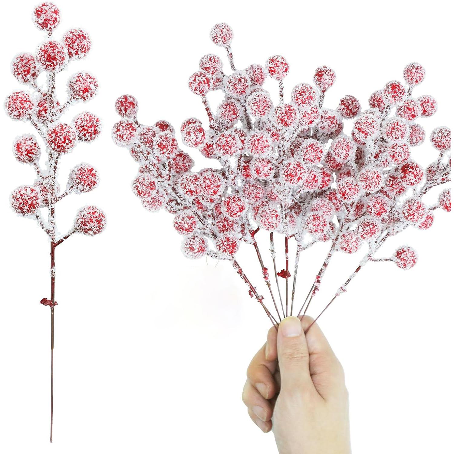

5/10pcs Artificial plants Holly Little Red Fruit Wholesale Christmas Home Room Wedding Diy gift Table Decor Flower Shooting Prop 5pcs