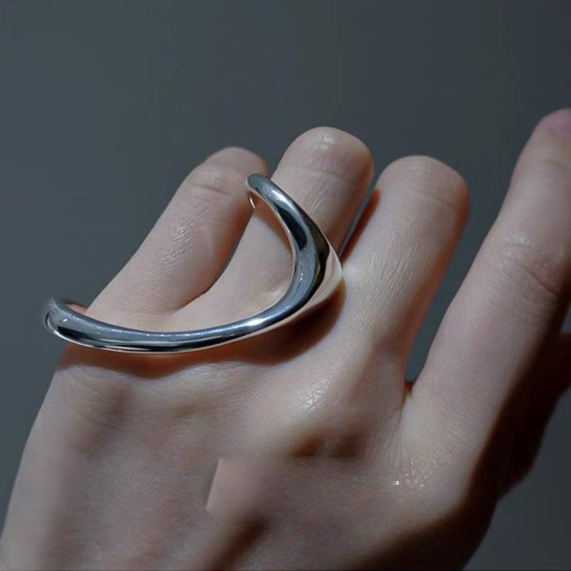 BFCLUB Silver Color Rings for Women Simple Geometric Handmade Irregular Retro Ring Gold Big Allergy For Birthday Gift