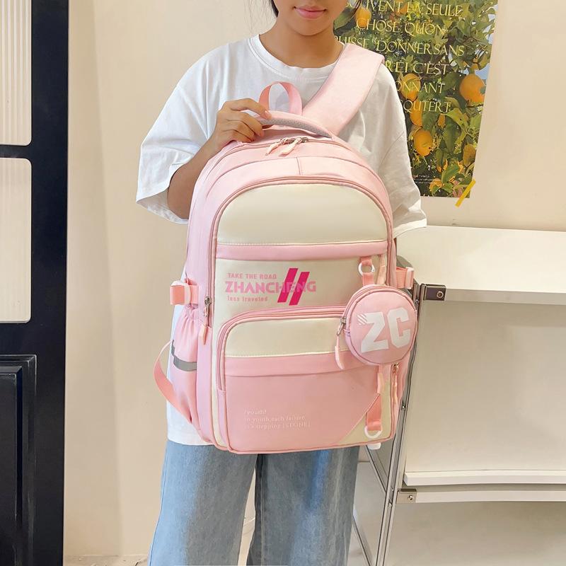 Schoolbag schoolbag female large-capacity primary and secondary school student backpack lightweight burden reduction high-value backpack Korea