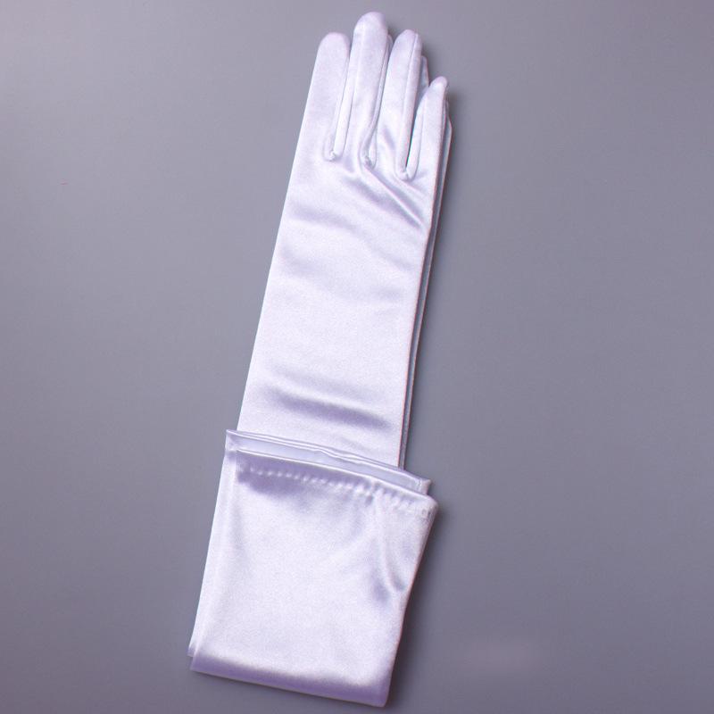 Mid-Length Satin Wedding Gloves for Christmas, Meetings, and Banquets – High Elasticity, Plain Design