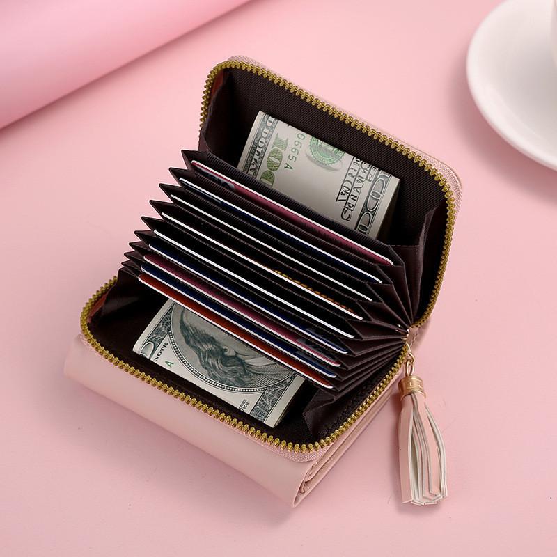 IELGY Women's Wallet PU Leather Short Mini Zipper Cartoon Three-fold Buckle Card Bag