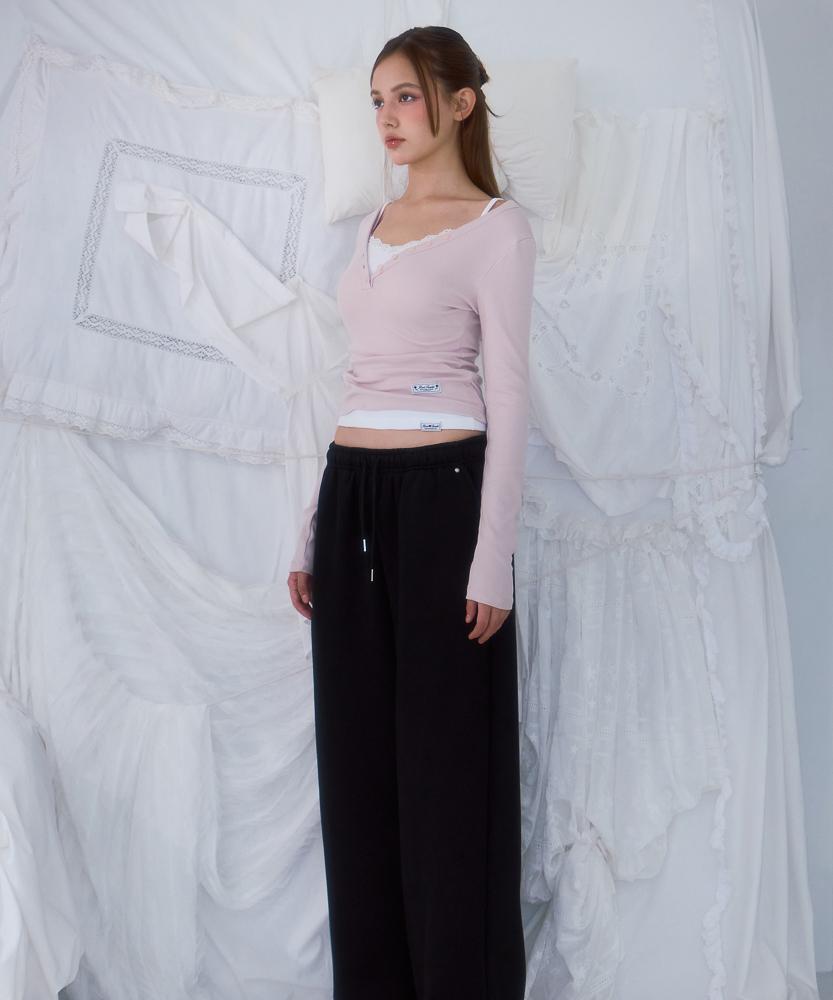 ROSEFRANTZ V-Neck Button Long Sleeve [Pink]