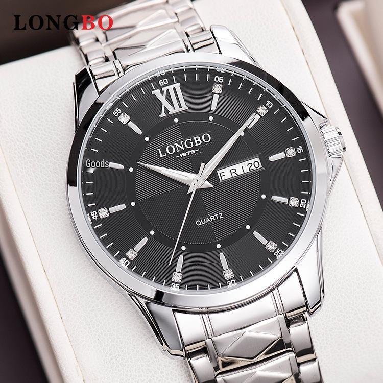 Longbo Men's Waterproof Luminous Korean Style Quartz Wristwatch with Double Calendar