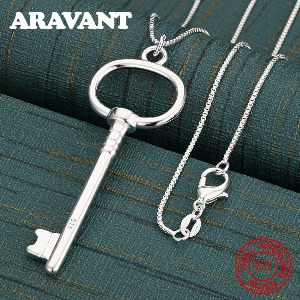 Copper Ring Key Pendant Necklace Women S Retro Elegant Noble Party Jewelry 55cm