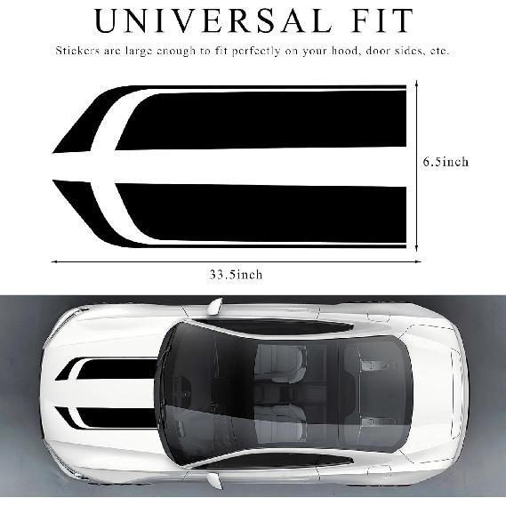 Car Hood Decal Sticker, Racing Stripe Graphic Stickers For Auto Body Skirt Roof Hood Bumper, Automotive Exterior Decoration Vinyl Decal For Car SUV
