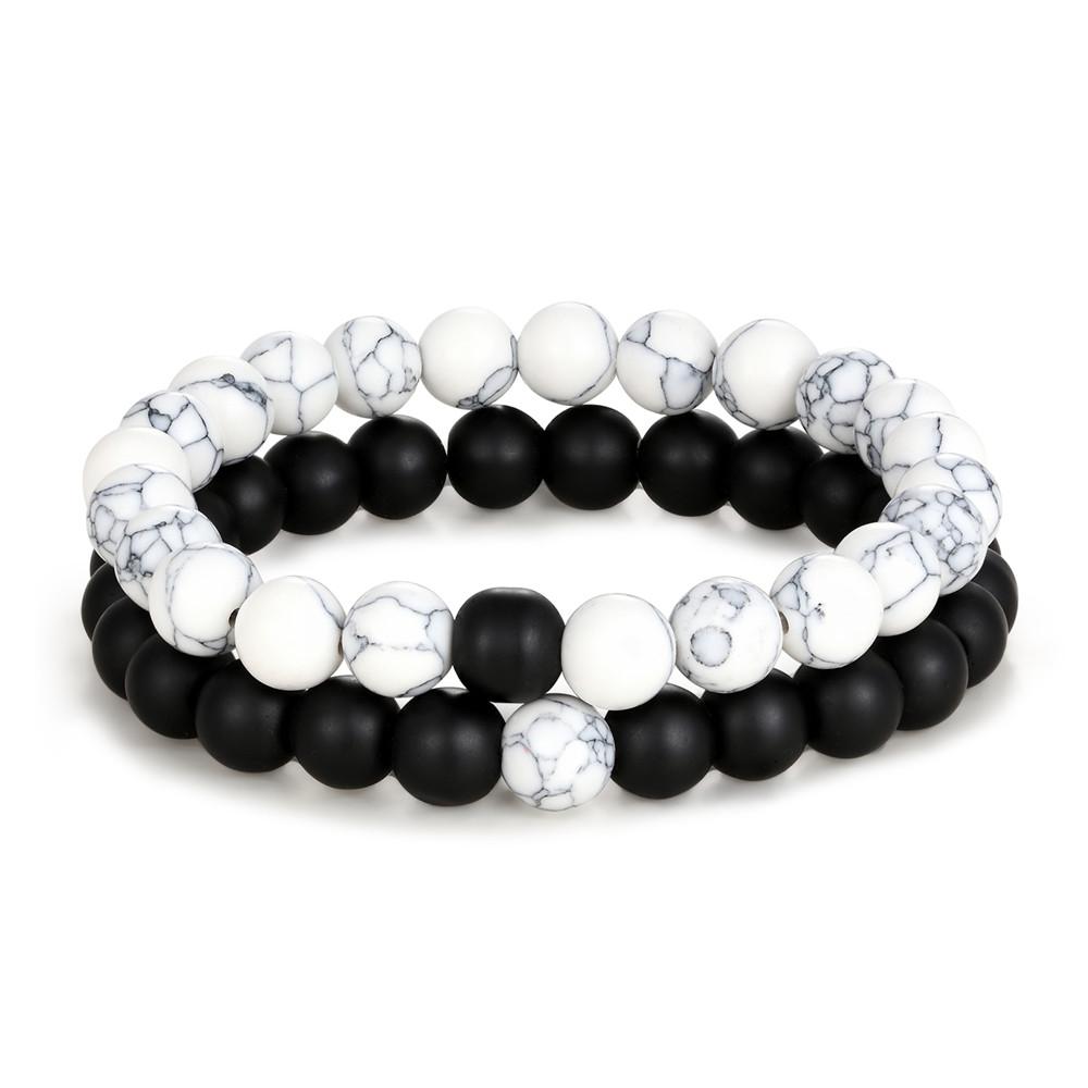

2pcs/set Distance Bracelet Crown Beads Charm Natural Stone Bracelets for Women Men Couples friendship bracelets Jewelry Gifts