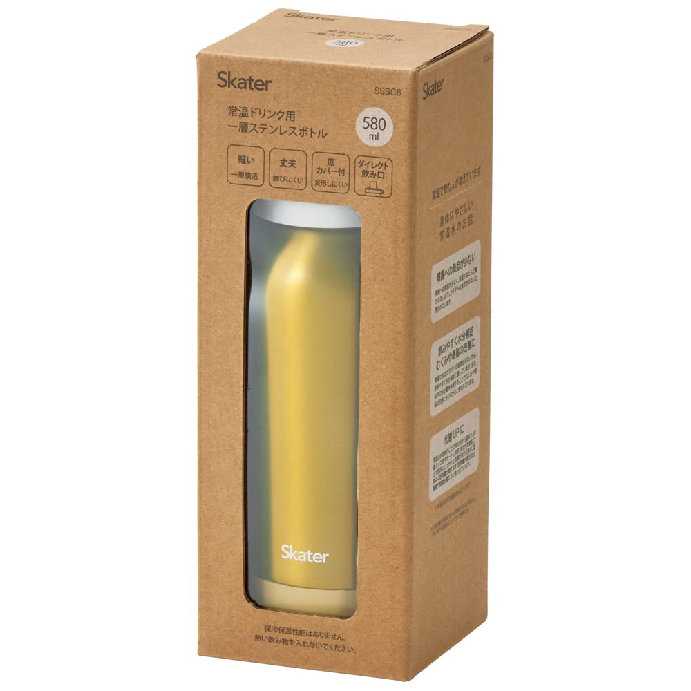 Skater Stainless Steel Water Single Room Healthy Mineral Tone Bottle, Layer, 580ml, Temperature, Drinks, GL, SSSC6-A