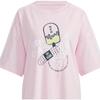 Adidas Neo Cartoon Print Loose-Fit Athletic T-Shirt Women Tops Pink H61997