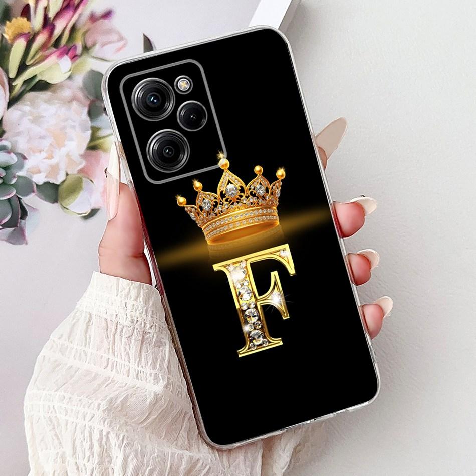 For Xiaomi Poco X5 Pro PocoX5 Fashion Crown Letter Phone Case For Poco X 5 X5Pro 5G Soft Silicone TPU Cases
