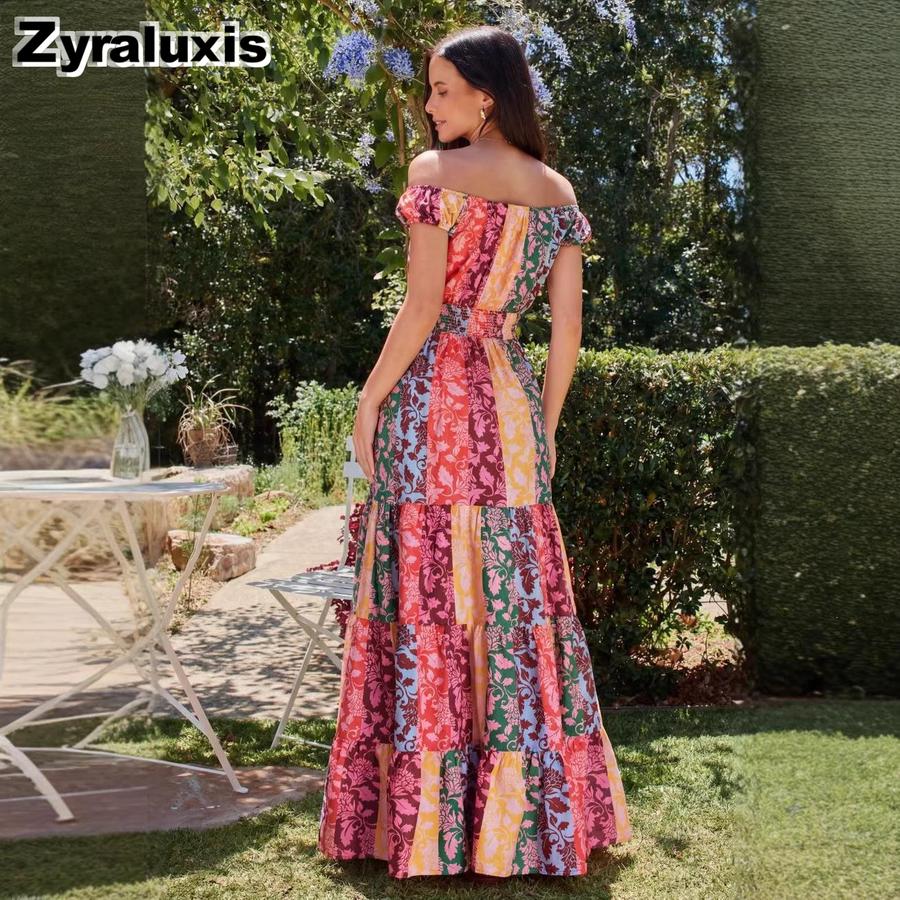 New Summer Bohemian Floral Wrap Belt Midi Dress