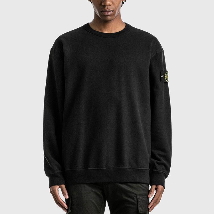 Stone Island FW22 Loose Fit Solid Color Crew Neck Sweatshirt Men sweatshirt Black 771561720-V0029