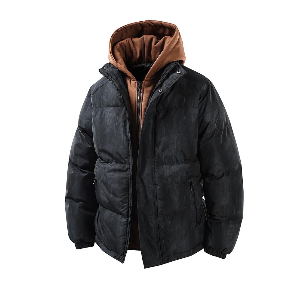 Winter Cotton Jacket Men's Fake Two-piece Hooded Cotton Jacket Casual Warm Cotton Jacket