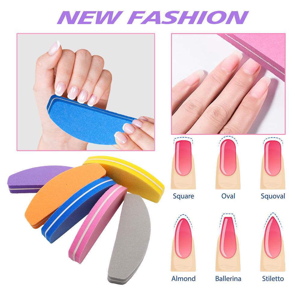 Half-Moon Multi-Color Sponge Nail File Block