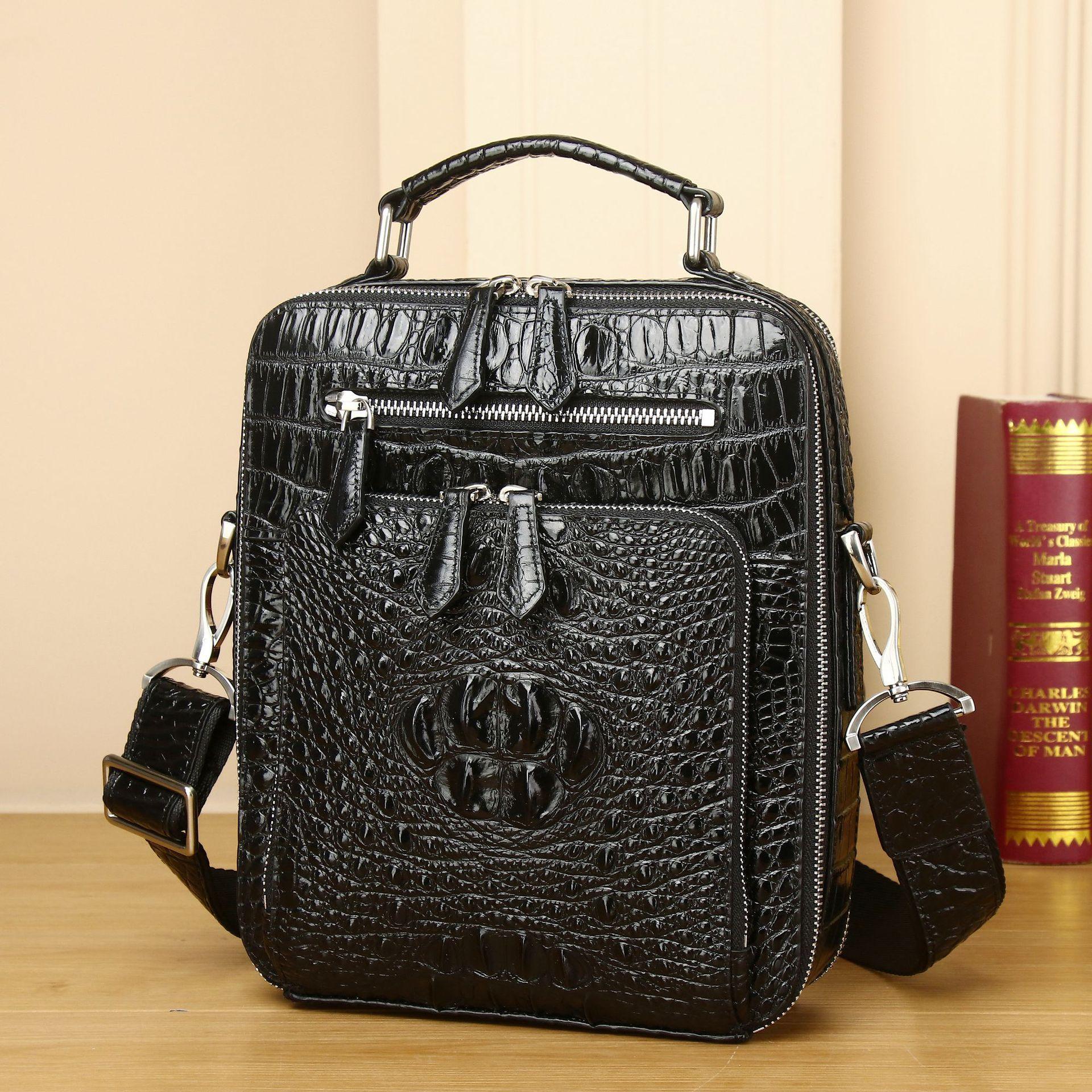 Jmg Bags Men's Crocodile Bone Pattern Single-Shoulder Crossbody Bag, Classic And Stylish Handbag, High-End Business Backpack