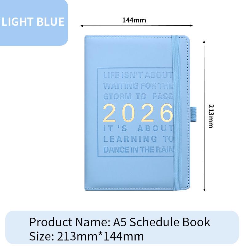 2026 A5 Englischer Jahresplaner mit Gummiband - Kreatives Notizbuch