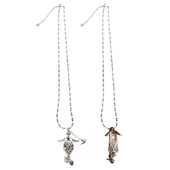 Metal Carving Birdhouse Necklace Adjustable Lightweight Men Women Bird House Pendant Chain Necklace Fashion Jewelry Accessories