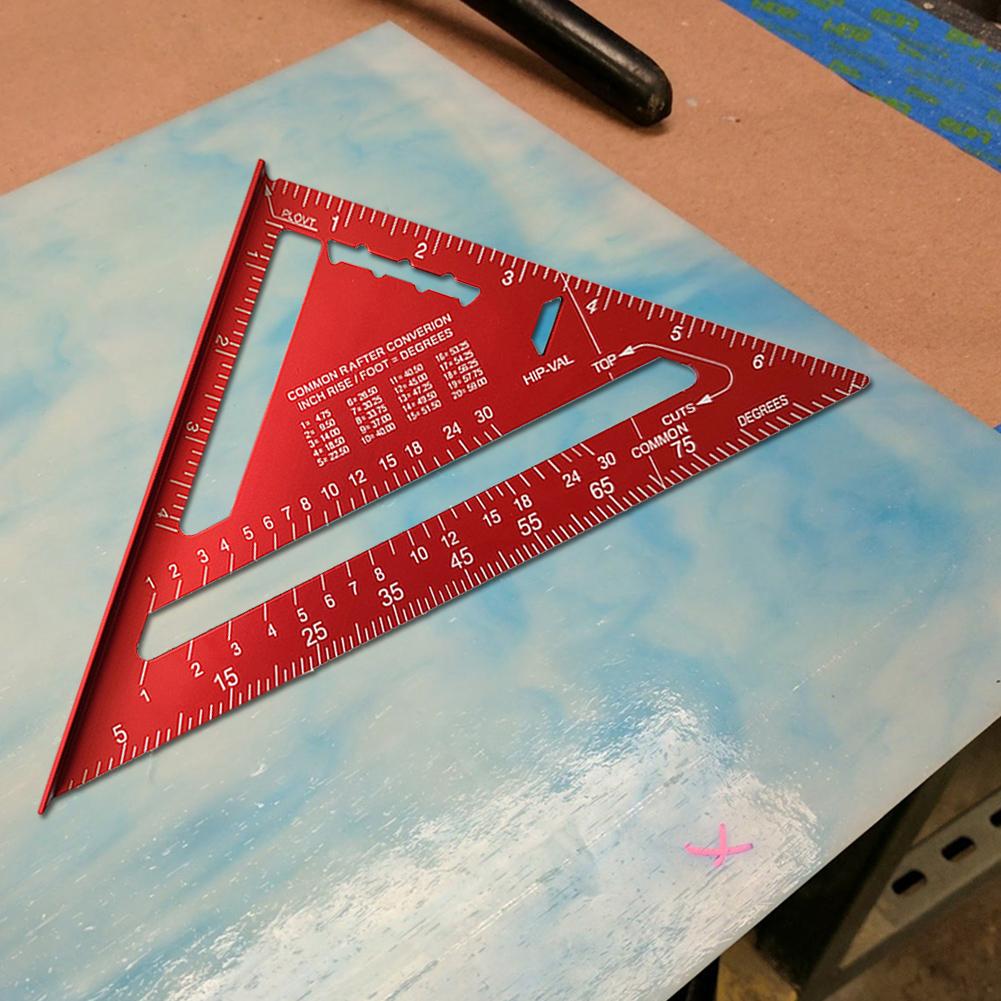 7 Inch Triangle Ruler Aluminum Alloy Measuring Square Ruler High Precision Metric Imperial Angle Ruler Wood Working Tools
