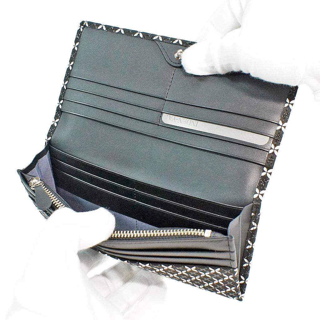 [Inden-ya] [Inden-ya] Soyoka Long Wallet 8806 Shippo PatternBlack X White