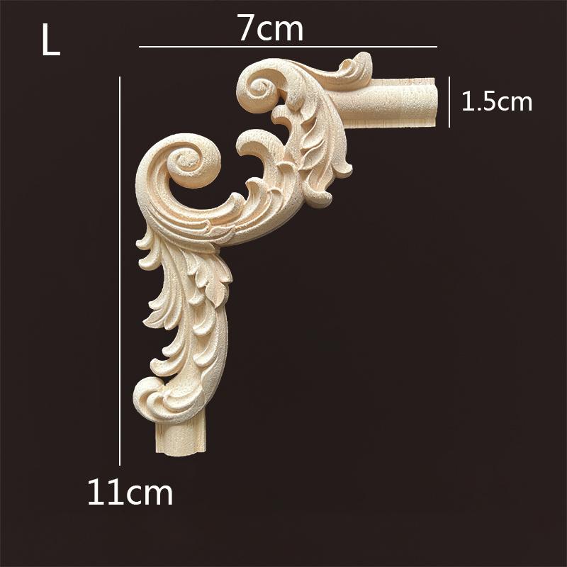 Wood Applique Corner Natural Floral Wood Carved Figurine Craft Home Decoration Accessories Background Wall Decoration Decal