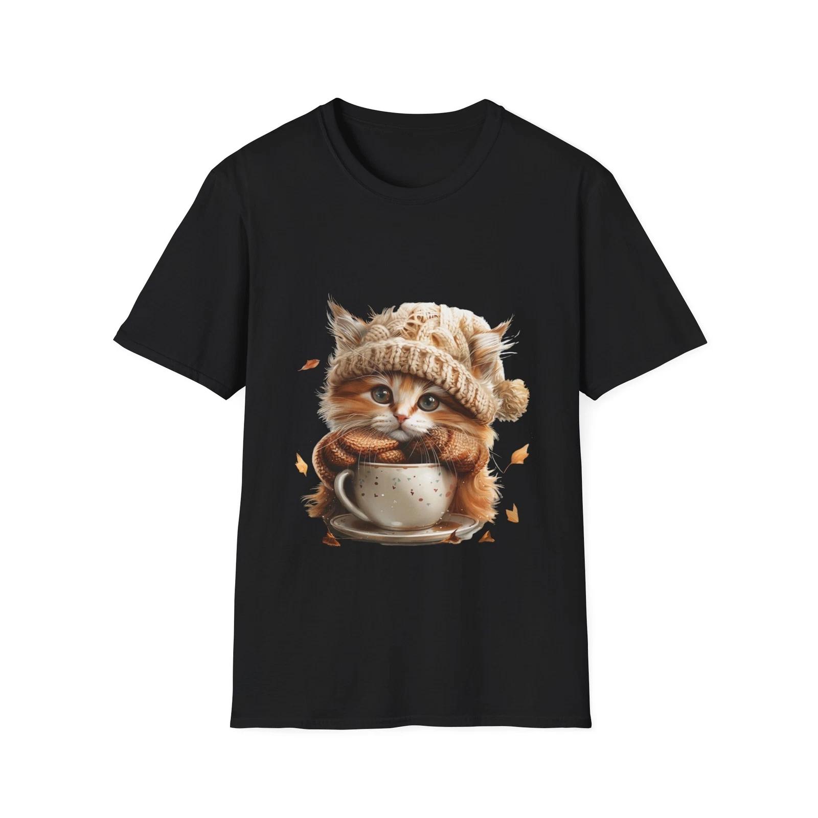 Cute autumn Fall Kitten T-Shirt bring some extra sweetness season little kitten L