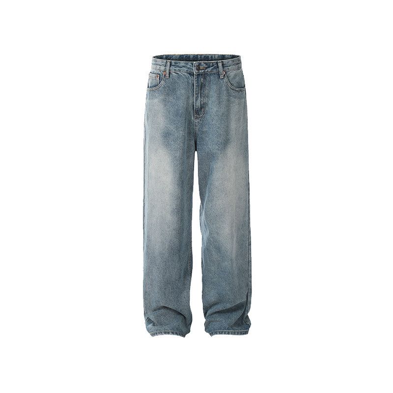 

Acrardic (Universal Versatile) Version Awesome Wide Leg Denim Men and Women American Easiest for Match Draped Pants Cowboy Blue 2XL