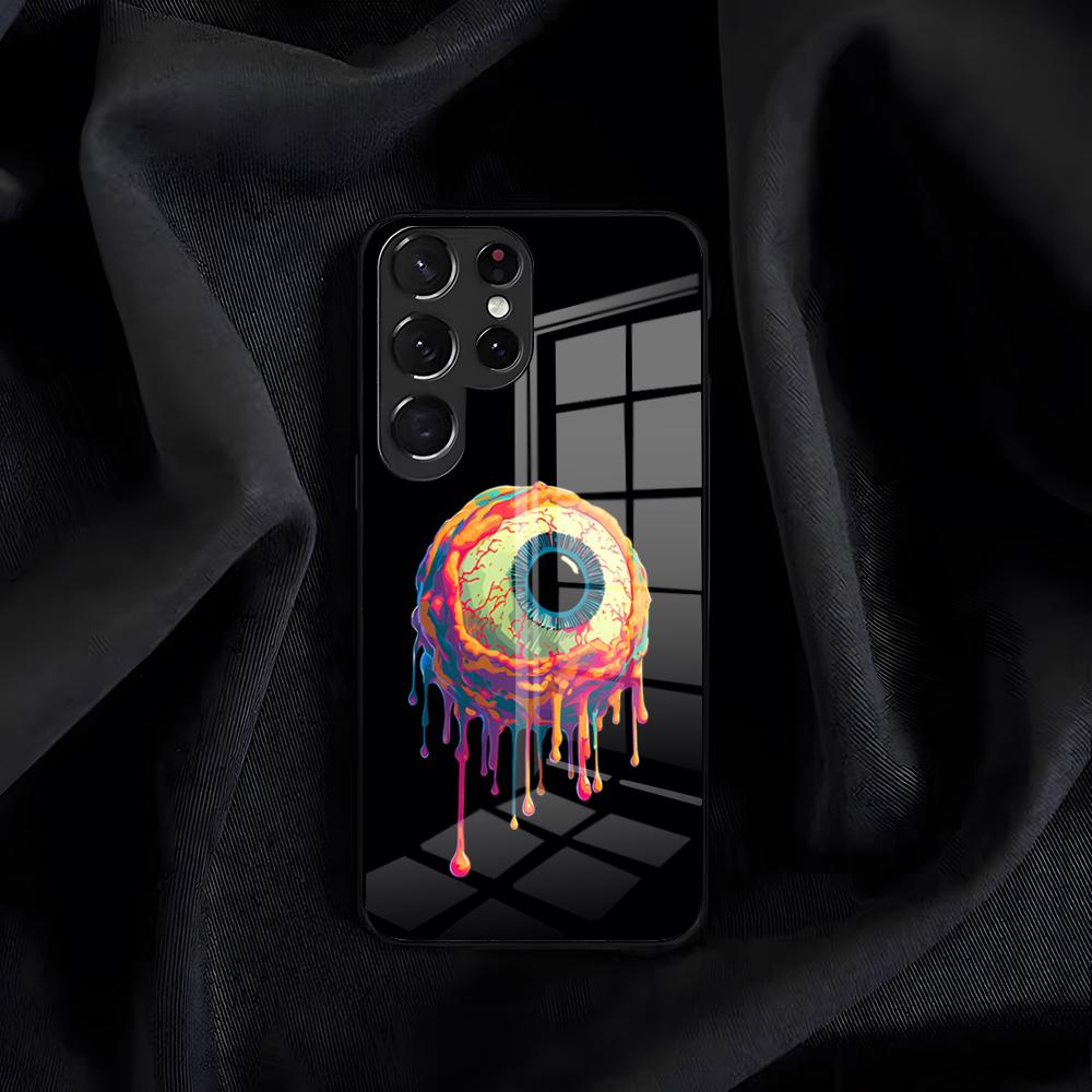 Neon Eyed Brain Alien Monster Phone Case For Samsung S26 S25 Edge S24 S23 S22 S21 S20 Ultra Plus FE Glass Cover