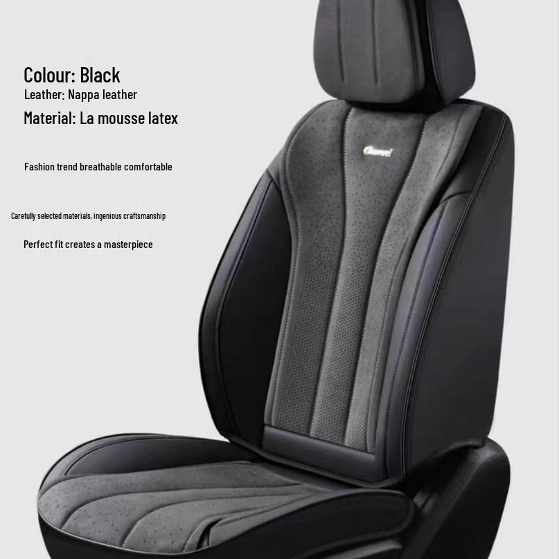 Breathable 9D Nubuck & Nappa Leather Full-Wrap Car Seat Cover for All Seasons