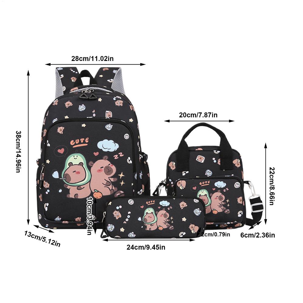 cute Capybara Backpack Large Capacity Cartoon Fashion  Lightweight Rucksack with Pencil Case and Lunch Bag for School Outdoor