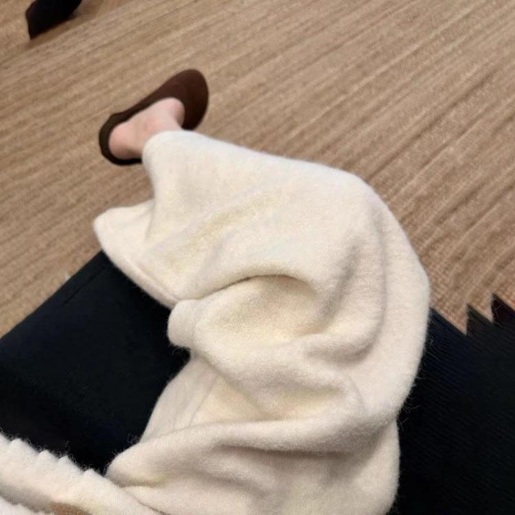 

Women Plus Size High Waist Fleece Pants Elastic Stretchy Wide Leg Casual Trousers Thickened Solid Colour M белый