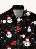 Men's Fashion Printed Shirt Christmas Print Fashion Printed Men's Casual Button- Long Sleeve Shirt