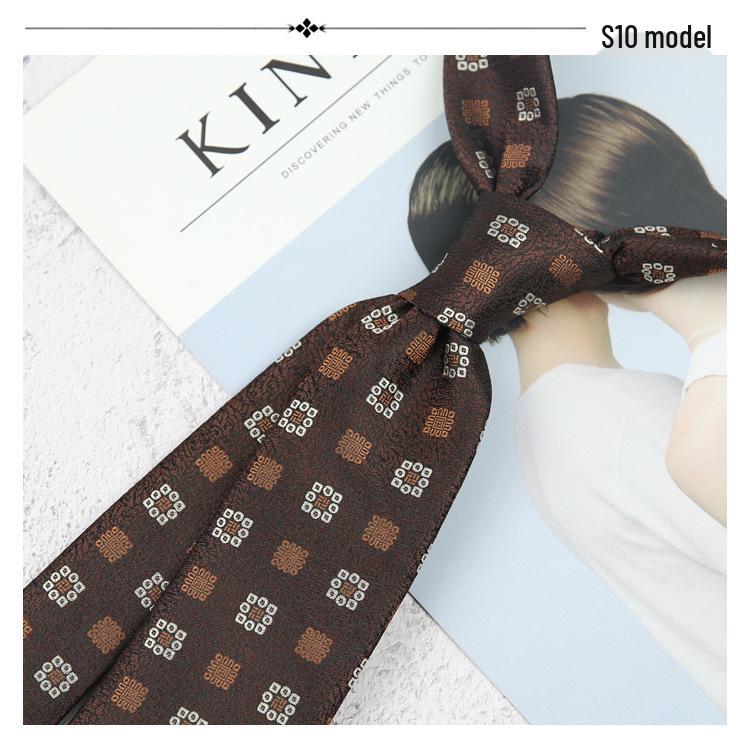 Maillard Style 8CM Retro Beige Coffee Champagne Tie - Korean Casual and Formal Fashion for Men