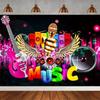 Rock Music Themed Birthday Party Decoration Shooting Background, Music Guitar Dance Notes Band Stage Banner Photography Backdrop