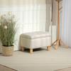 Storage Trunk For Bedroom 33L Upholstered In PU Storage Bench With Wooden Legs 60x38x40 Cm Cream