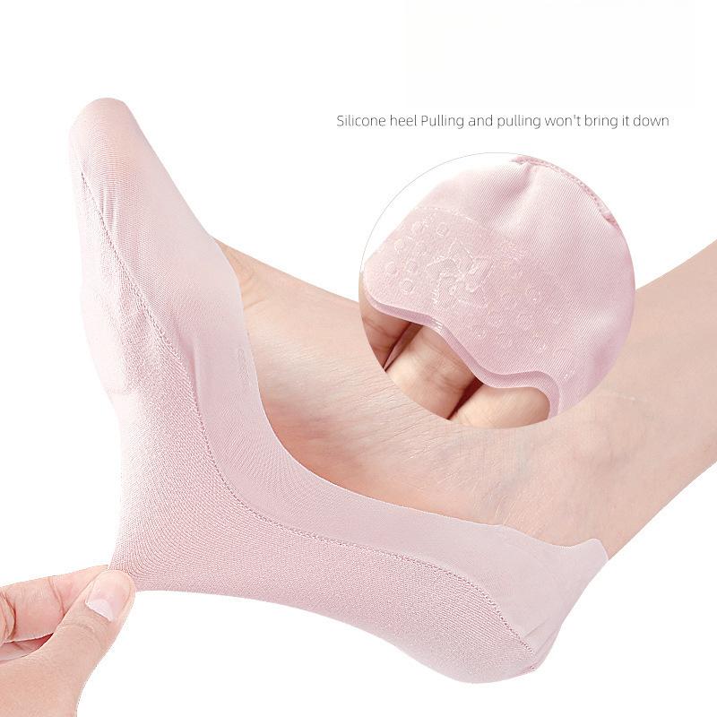 Summer Women's Arch Boat Socks Crescent Sponge Pad Shock Absorption and Pressure Relief Arbitrary Cutting Invisible Anti-slip Shallow Socks