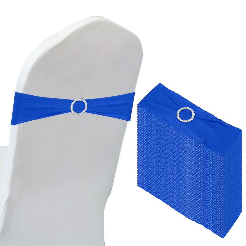 50pcs Stretch Chair Sashes Bows Elastic Chair Bands Sashes with Buckle Slider for Wedding Banquet Decorations 14"x5"