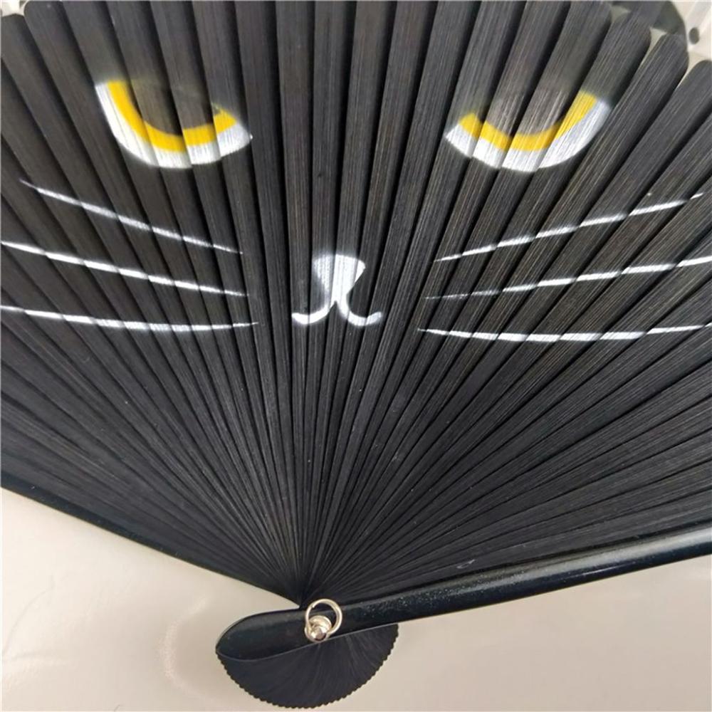 1 pcs Bamboo Wooden Handmade Cartoon Summer Gift Folding Fan Home Decoration Silk Fan Fan Crafts