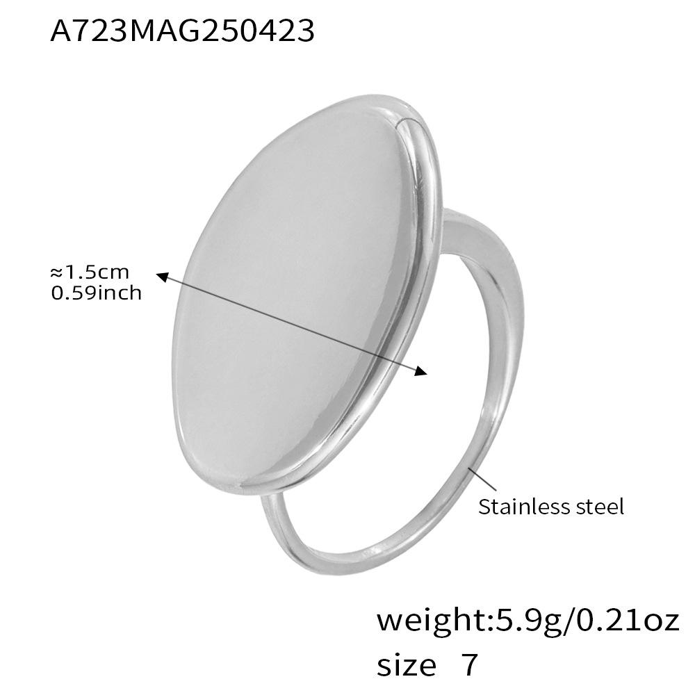 Qiong Yao In-Style Oval Open Ring in 18k Gold-Plated Stainless Steel Jewelry Size 7