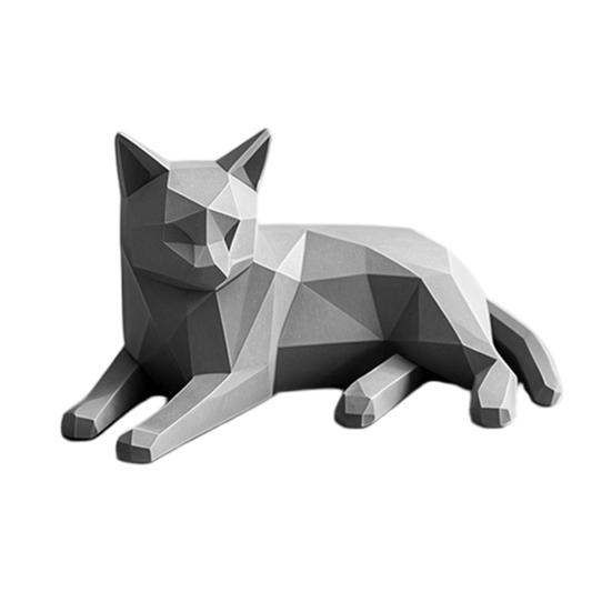 Cat Statues for Home Decor 3D Printed Geometric Figurine, Minimalist Desktop Sculpture Lovers, Polyhedron Art Crafts Office Nordic Style Small Animal