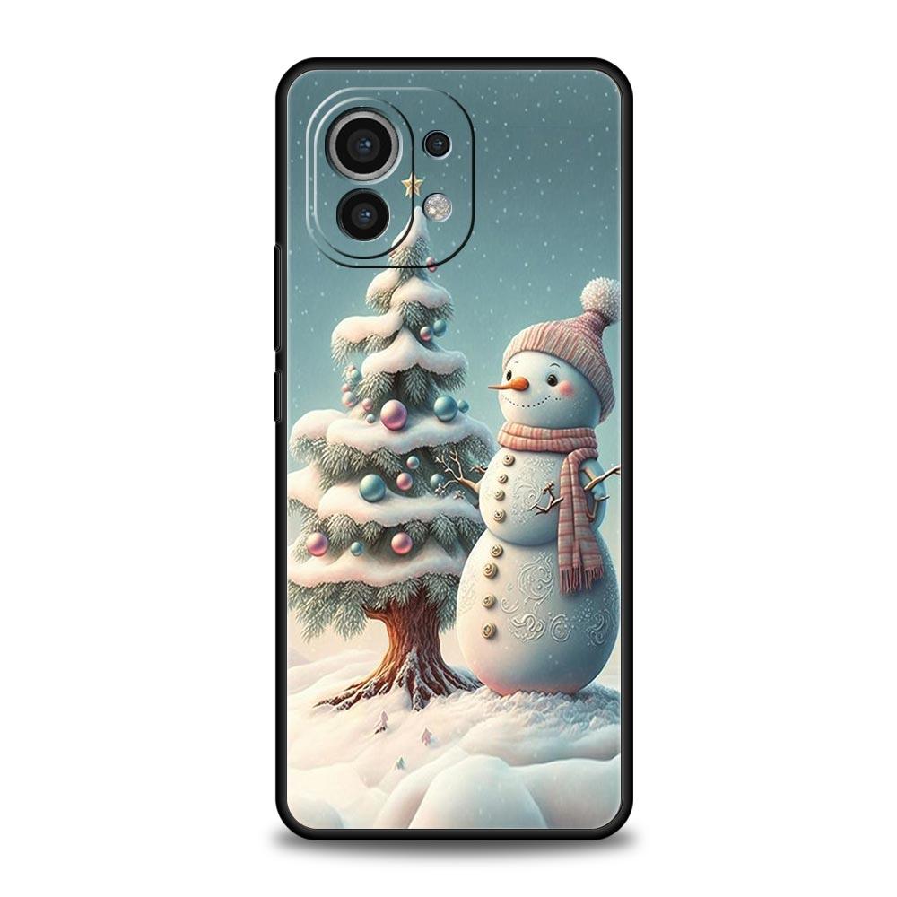 Phone Case For Xiaomi Mi 14 13 12 11 Lite 13T 12T 11x 11T 10T Pro 9T Note 10 Lite Silicone Black Cover Christmas Graphic Printed