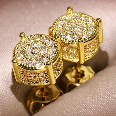 1pair Men's Elegant & Fashionable Creative Round Natural Crystal Zircon Earrings Wedding Engagement Earrings Jewelry Birthday Party Anniversary Gift