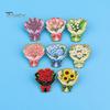 Enamel Flower Pin Set Bouquet Brooch for Women, Romantic Jewelry, Durable Floral Zinc Alloy Lapel Coats Dresses And Scarves Gold Edge Aesthetic