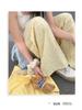 2025 Women's Yellow Jacquard Straight-Leg High-Waisted Slimming Summer Pants