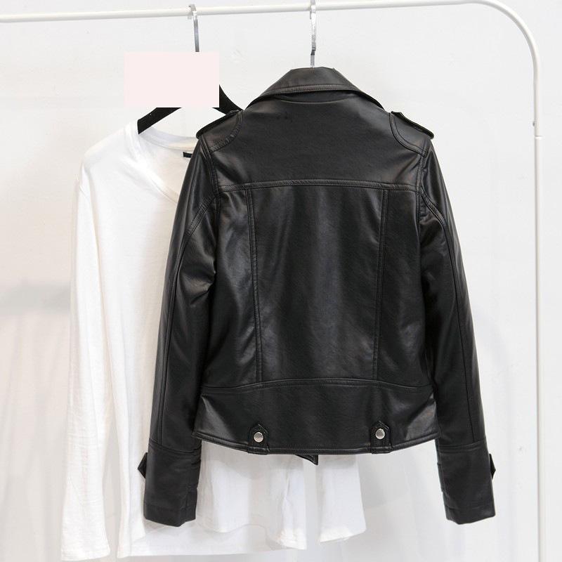 Springtime and Autumn New Style Slim Lapel Leather Jacket Women's Short Jacket For Women Pu Jacket Motorcycle Wear Women's Clothing