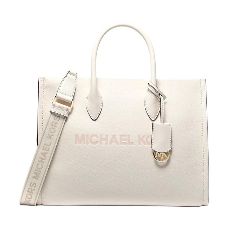MICHAEL KORS Mirella Metal Hardware Monogram Print Leather Crossbody Bag Medium Women s Beige золотой