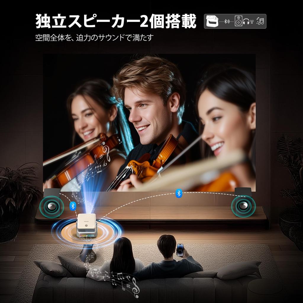 YOWHICK 4K Projektor mit Google TV und integrierter Home-App 1200 ANSI Hohe Decke Automatische Trapezkorrektur H6 Ständer, Verwendung, 10.000+ Unterstützung, Helligkeit,