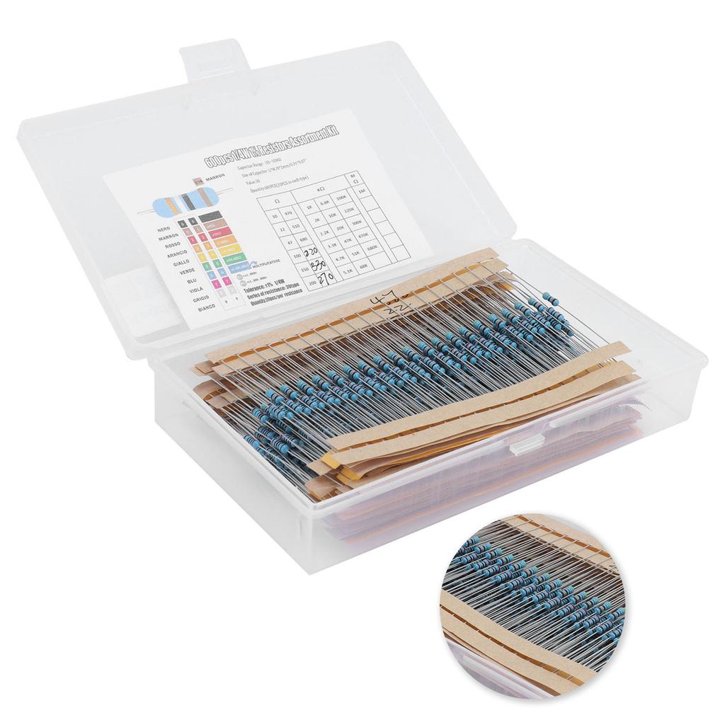 600Pcs Resistor Assortment Kit 30 Values 1percent Metal Film Resistance Components 1 4W 10 Ohm 1M Ohm